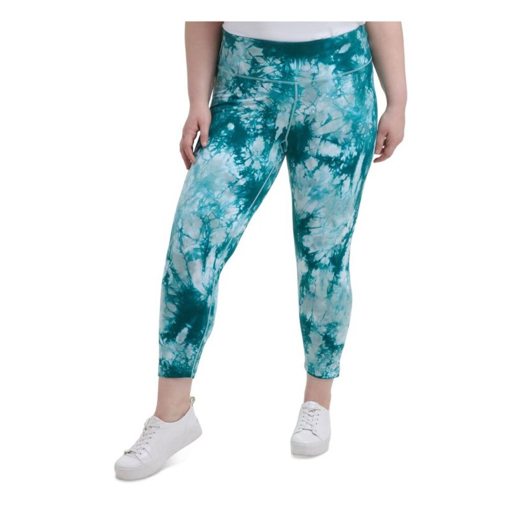 CALVIN KLEIN PERFORMANCE Womens Teal Stretch Active Wear Skinny Leggings Plus 3X